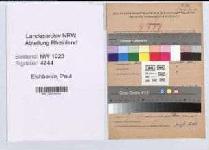 Entnazifizierung Paul Eichbaum , geb. 27.06.1900 (Verwaltungsangestellter)