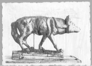 Türkischer Wolf. Tonmodell (1934/1940; E. Richter). Dresden-Südvorstadt, Eisenstuckstraße, Atelier der Bildhauerin