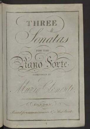 THREE Sonatas FOR THE Piano Forte COMPOSED BY Muzio Clementi