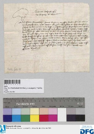 Conrat Schenck Herr zu Limpurg der elter sagt der zur Frankfurter Herbstmesse reisenden Nürnberger Kaufmannschaft Geleit zu.