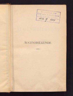 Handbuch der Augenheilkunde