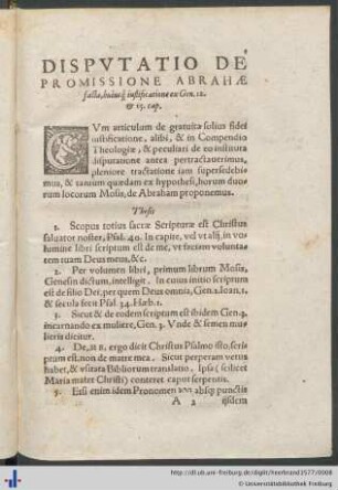 Disputatio de Promissione Abrahae.