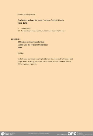 Studien über das sorbische Pressewesen