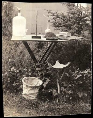 [Table with laboratory equipment in the field]
