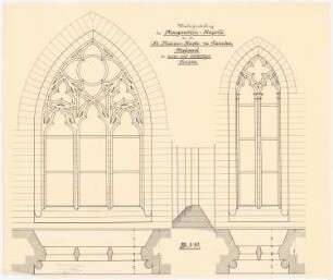 Margarethenkapelle in der Marienkirche, Prenzlau Wiederherstellung: Maßwerk der zwei- und dreiteiligen Fenster 1:10