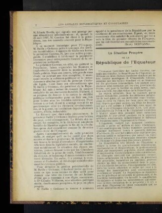 La SItuation Prospere de la Republique de l'Equateur