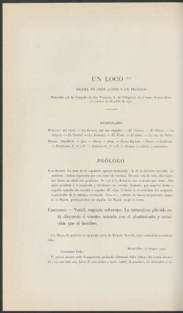 Un loco : Drama en tres actos y un prólogo