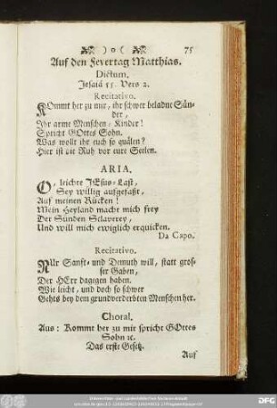 Auf den Feyertag Matthias. Dictum. Jesaiä 55. Vers 2.