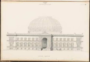 Landesbibliothek Berlin Schinkelwettbewerb 1875: Aufriss Vorderansicht; Maßstabsleiste