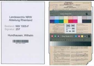 Entnazifizierung Wilhelm Hundhausen , geb. 17.09.1882 (Obersteuersekretaer)