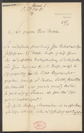 Brief an B. Schott's Söhne : 28.10.1897