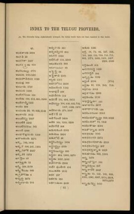 95-136, Index to the Telugu proverbs
