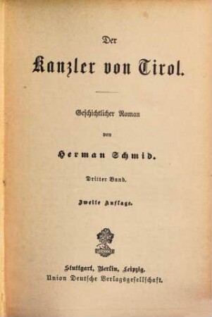 Der Kanzler von Tirol : Roman. 3