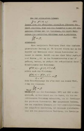 Ableitung der singulären Lösungen aus den regulären; Enveloppenbildung