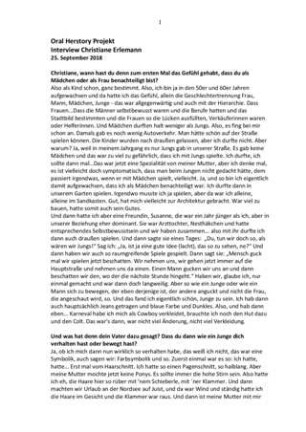 Transkript zum Video-Interview mit Christiane Erlemann (Oral Herstory-Projekt)
