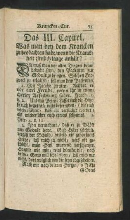 Das III. Capitel. Was man bey dem Krancken zu beobachten habe, ...