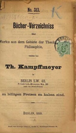 Bücher-Verzeichniss. 313. 1889