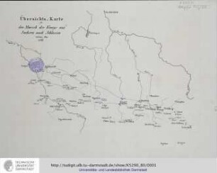 Übersichts-Karte für den Marsch des Königs aus Sachsen nach Schlesien. Anfangs May 1761. [Berlin,ca.1850]