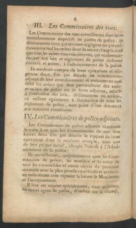 III. Les Commissaires des rues