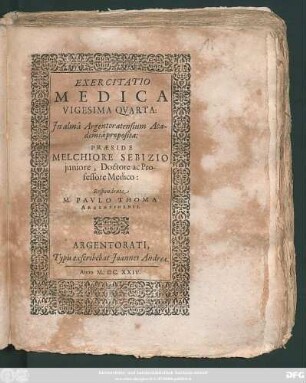 Exercitatio Medica Vigesima Quarta