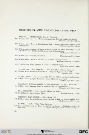 Miniatursammlung Goldschmied, Wien (Nr. 936-1015)