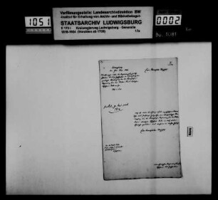 Neubesetzung der Stelle des Regierungsassessors Dr. Jäger mit Regierungsassessor Kölle