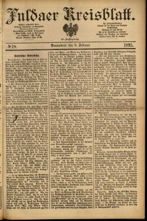 Erste Ausgabe vom Samstag, den 09. Februar 1895.