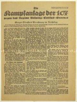 Flugschrift der NSDAP mit einer Rede von Georg Strasser im Reichstag im Oktober 1930