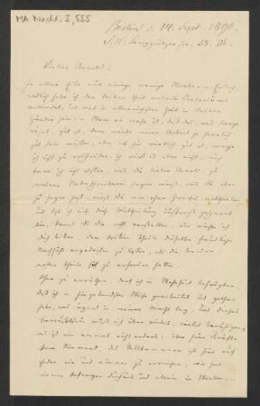 Brief an Arnold Ludwig Mendelssohn : 14.09.1890
