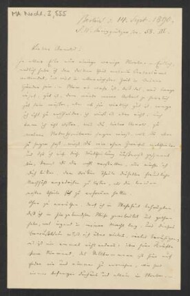 Brief an Arnold Ludwig Mendelssohn : 14.09.1890