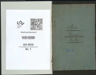 Geschäftsjournale des Archivars Holzmacher bis zum Mai 1819 in Aachen
