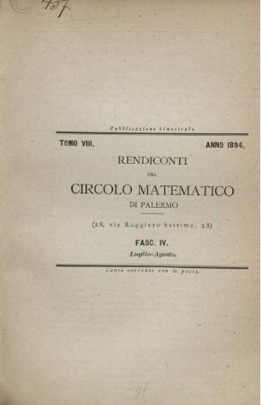 Tomo VIII. Anno 1894. Luglio - Agosto.