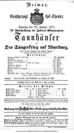 Tannhäuser und Der Sängerkrieg auf Wartburg