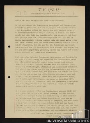 Wollen Sie eine unpolitische Studentenvertretung?