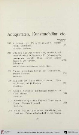 Antiquitäten, Kunstmobiliar etc. (Nr. 207-249)