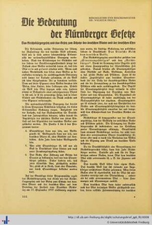 Die Bedeutung der Nürnberger Gesetze.