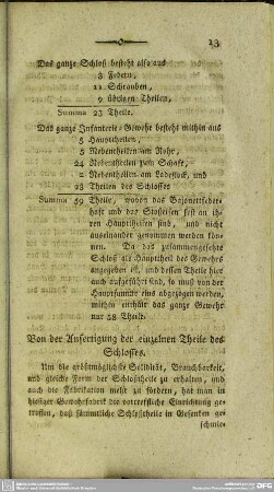 Von der Anfertigung der einzelnen Theile des Schlosses
