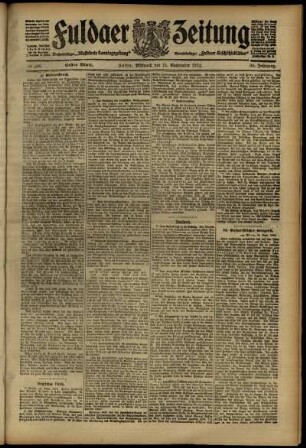 Erste Ausgabe vom Mittwoch, den 11. September 1912.