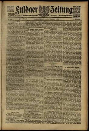 Erste Ausgabe vom Mittwoch, den 11. September 1912.