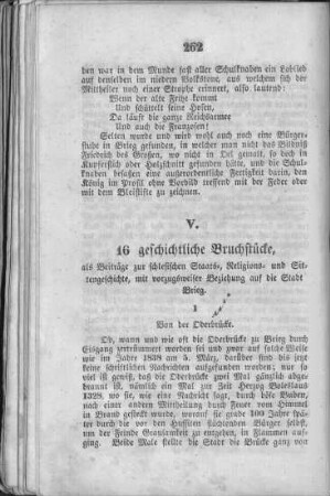 V. 16 höchst interessante geschichtliche Bruchstücke