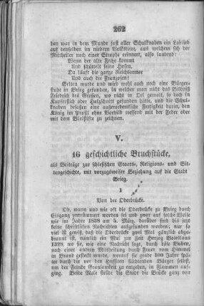 V. 16 höchst interessante geschichtliche Bruchstücke