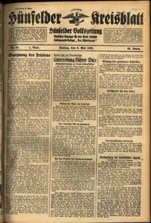 Erste Ausgabe vom Freitag, den 06. Mai 1938.