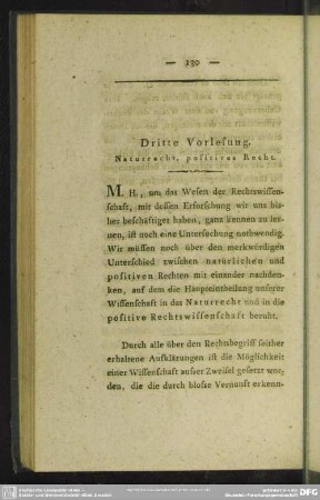 Dritte Vorlesung. Naturrecht, positives Recht
