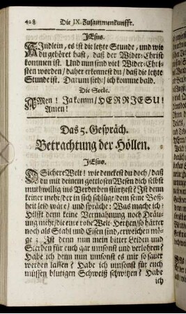Das 5. Gespräch. Betrachtung der Höllen.