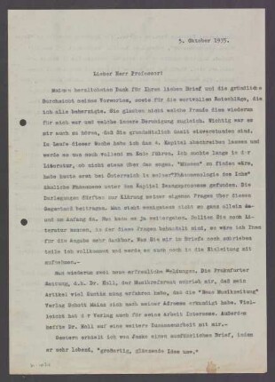 [Brief von Julius Bahle an Otto Selz vom 05. Oktober 1935]