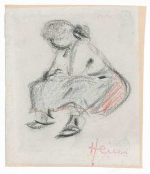 Sitzende Frau mit Schürze