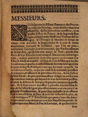 Declaration De Messieurs les Estats Generaux, donneé à Messieurs les Ambassadeurs de Suede, à Cologne le 9. Oct. 1673.