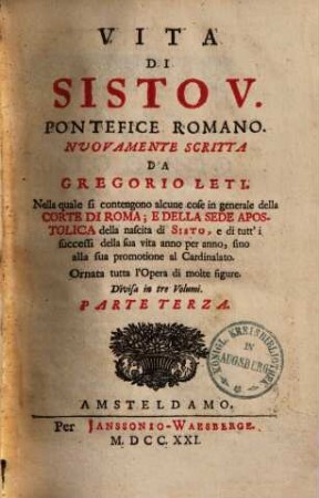 Vita di Sisto V., pontefice romano, 3.