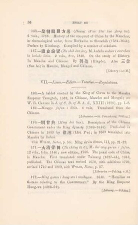 VII. - Laws. - Edicts. - Treaties. - Regulations