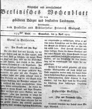 275stes Stueck, Sonnabend, den 9.April 1814